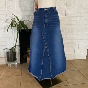 Vintage y2k denim zipper maxi skirt